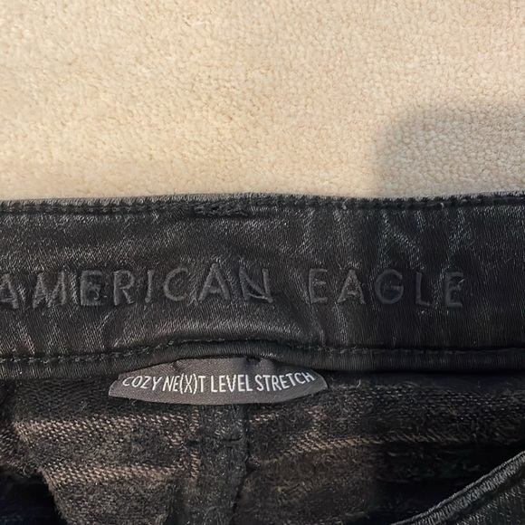 American Eagle Distressed Next Level Stretch Jeggings in black size 6 long - Picture 4 of 10